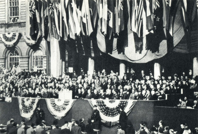 Торжественное заседание второй части первой сессии Генеральной Ассамблеи ООН, посвященное празднованию Дня ООН - 24 октября 1946 года